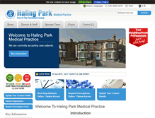 Tablet Screenshot of halingparkmedicalpractice.nhs.uk